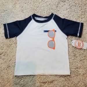 Wonder Nation Baby Boy Rash guard Tee 3-6M White/Blue NWT